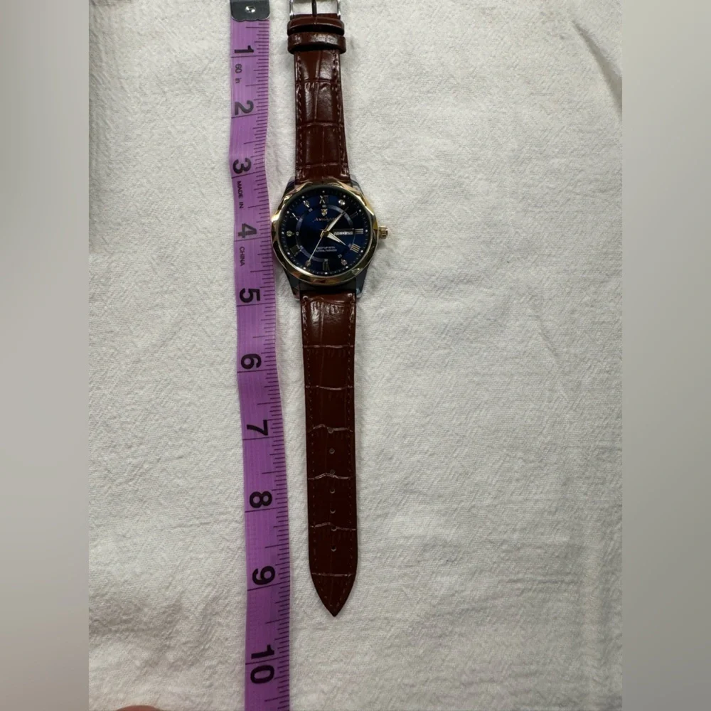 Blue Quartz Watch for Men Leather Band Waterproof Luminous Date Week NEW